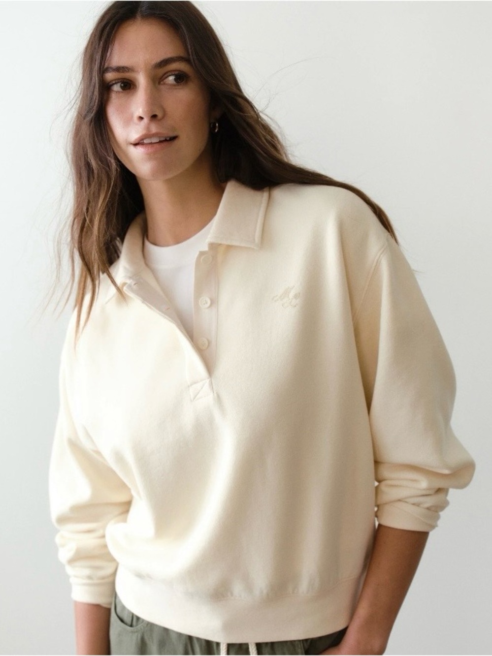 Marine Layer Antique White Cloud 9 Fleece Polo
